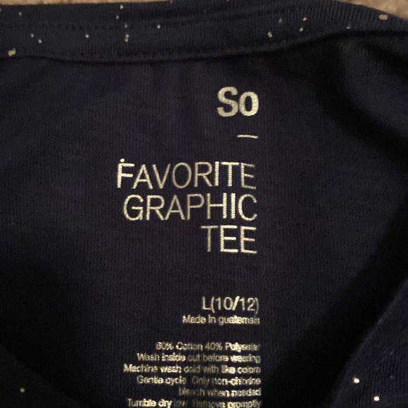 SO favorite graphic tee long sleeve large 10/12 navy blue sparkles outer space - Picture 4 of 4